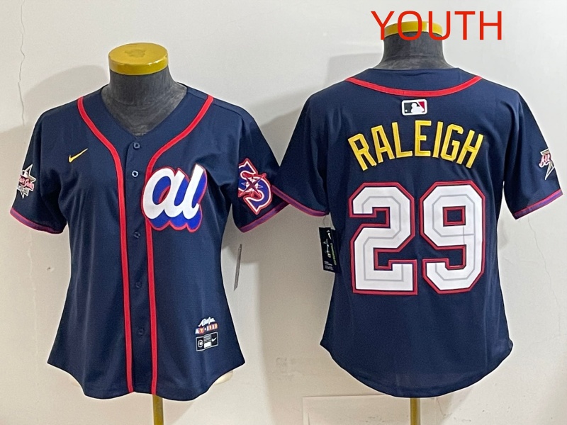 Youth 2025 Seattle Mariners #29 Raleigh dark Blue All star Nike MLB Jersey style 013->youth mlb jersey->Youth Jersey